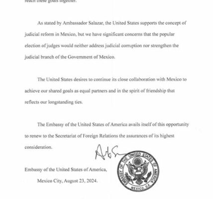 La reforma judicial en México es crucial para mejorar la justicia y seguridad, con Estados Unidos dispuesto a colaborar estrechamente en su implementación.