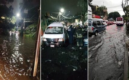 Lluvias intensas causan graves inundaciones en CDMX; autoridades despliegan equipos de emergencia y recomiendan evitar salir de casa.