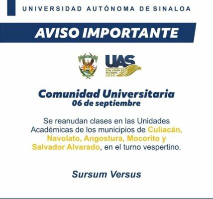 La UAS reanudó clases presenciales, menos en Culiacán debido a la violencia. Continuarán las clases a distancia para garantizar la seguridad de los estudiantes.