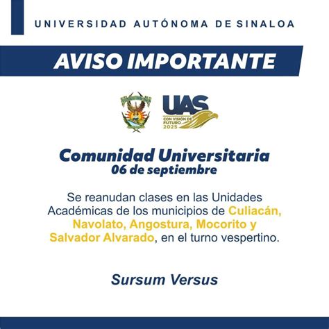 La UAS reanudó clases presenciales, menos en Culiacán debido a la violencia. Continuarán las clases a distancia para garantizar la seguridad de los estudiantes.