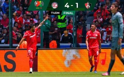 Toluca vence 4-1 a Atlas y se consolida como sublíder. Con 5 victorias y solo una derrota, el equipo mexiquense muestra su solidez en el torneo.