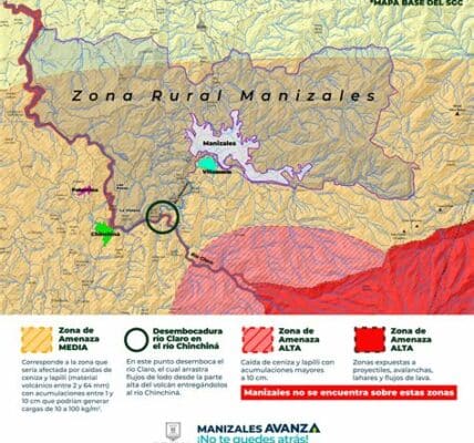 Las autoridades colombianas intensifican acciones para proteger comunidades cercanas al volcán Nevado del Ruiz ante riesgo de erupción. Se insta a seguir protocolos de seguridad estrictamente.