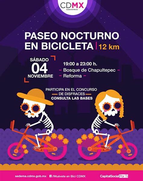 Disfruta de rodadas temáticas en CDMX este Día de Muertos: ciclismo, disfraces y un ambiente seguro para recordar y divertirse.