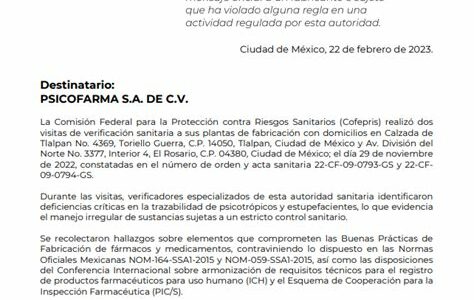 La Cofepris no encontró riesgos en Pisa tras una inspección exhaustiva. La empresa mantiene altos estándares de calidad en todas sus plantas.