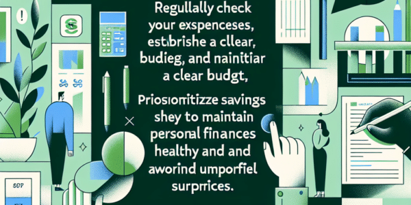 Revisa tus gastos con frecuencia, establece un presupuesto claro y prioriza el ahorro para mantener tus finanzas personales saludables y evitar sorpresas desagradables.