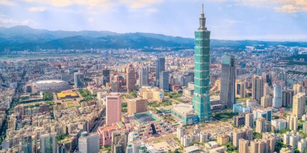 La ciudad de Taipei desde una perspectiva aérea.